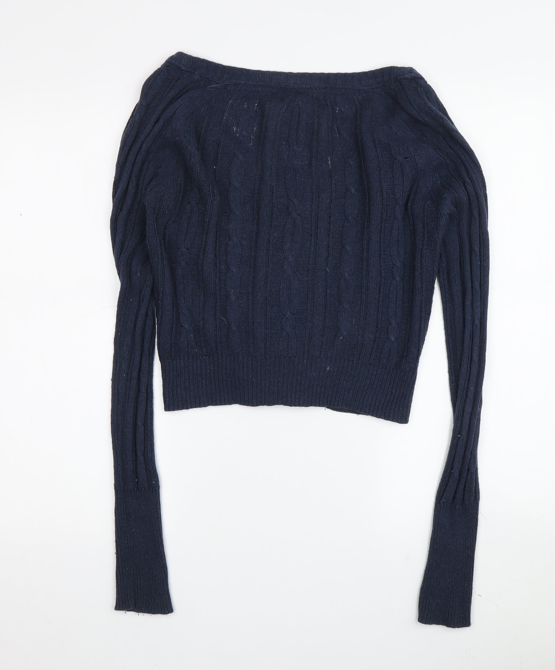 SoulCal Womens Cardigan Jumper Size 10 Blue V-Neck Cable-Knit Long Sleeve Casual - label detail