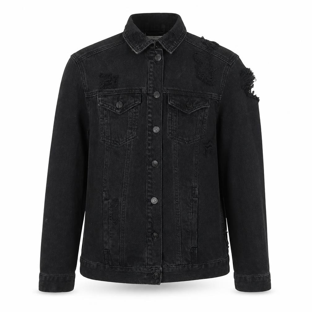 New Look Womens Basic Jacket Size 8 Black Mid-Length Long Sleeve Casual Button - front view