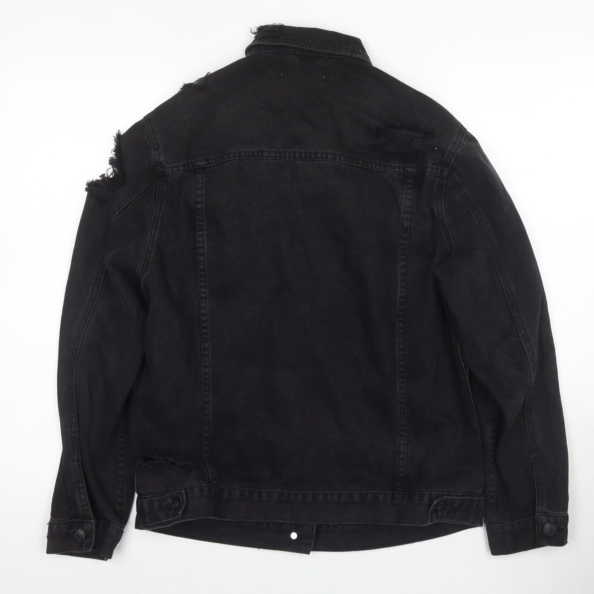 New Look Womens Basic Jacket Size 8 Black Mid-Length Long Sleeve Casual Button - label detail