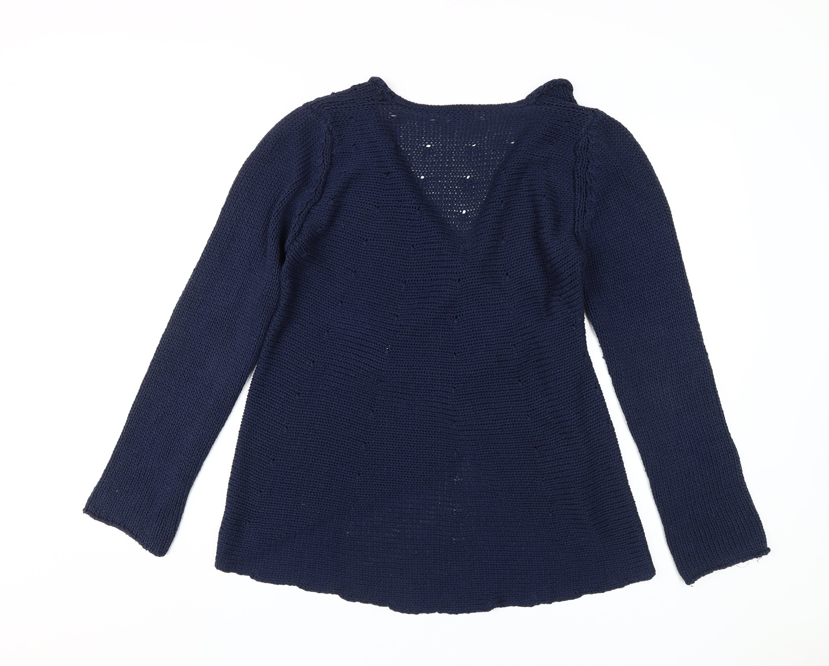 Per Una Womens Wrap Jumper Size M Blue V-Neck Long Sleeve Casual Open Button - label detail