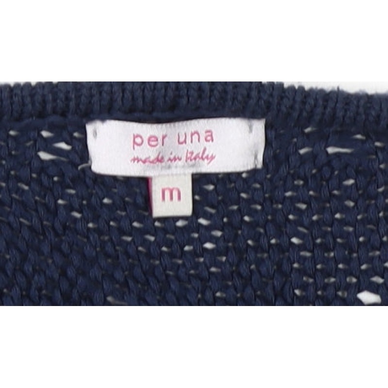 Per Una Womens Wrap Jumper Size M Blue V-Neck Long Sleeve Casual Open Button - close detail