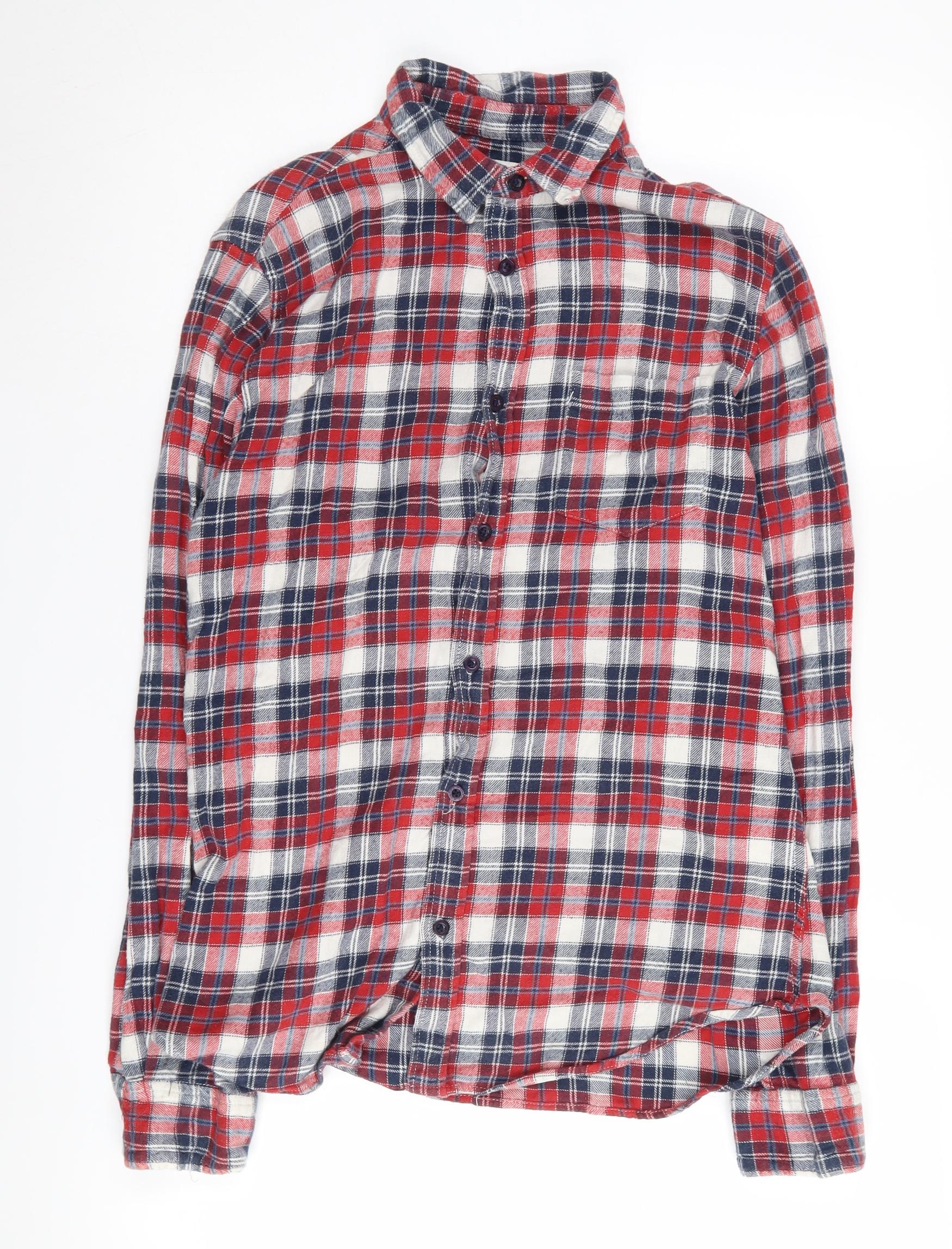 Onfire Mens Button-Up Size L Multicoloured Plaid Collared Long Sleeve Casual - reverse view