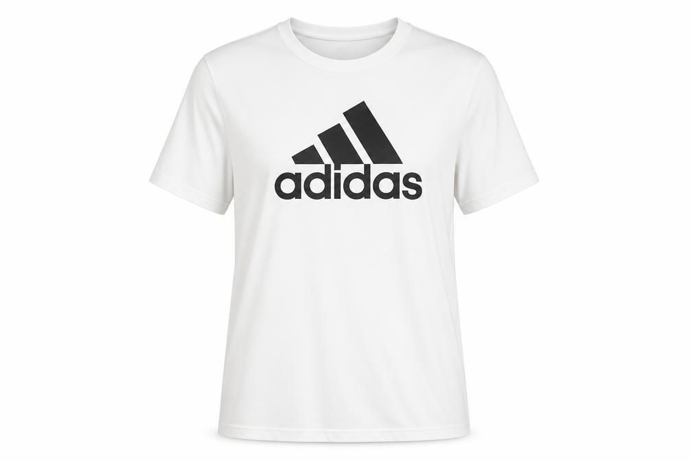 adidas Unisex Adults Basic T-Shirt Size S White Solid Crew Neck Short Sleeve - front view