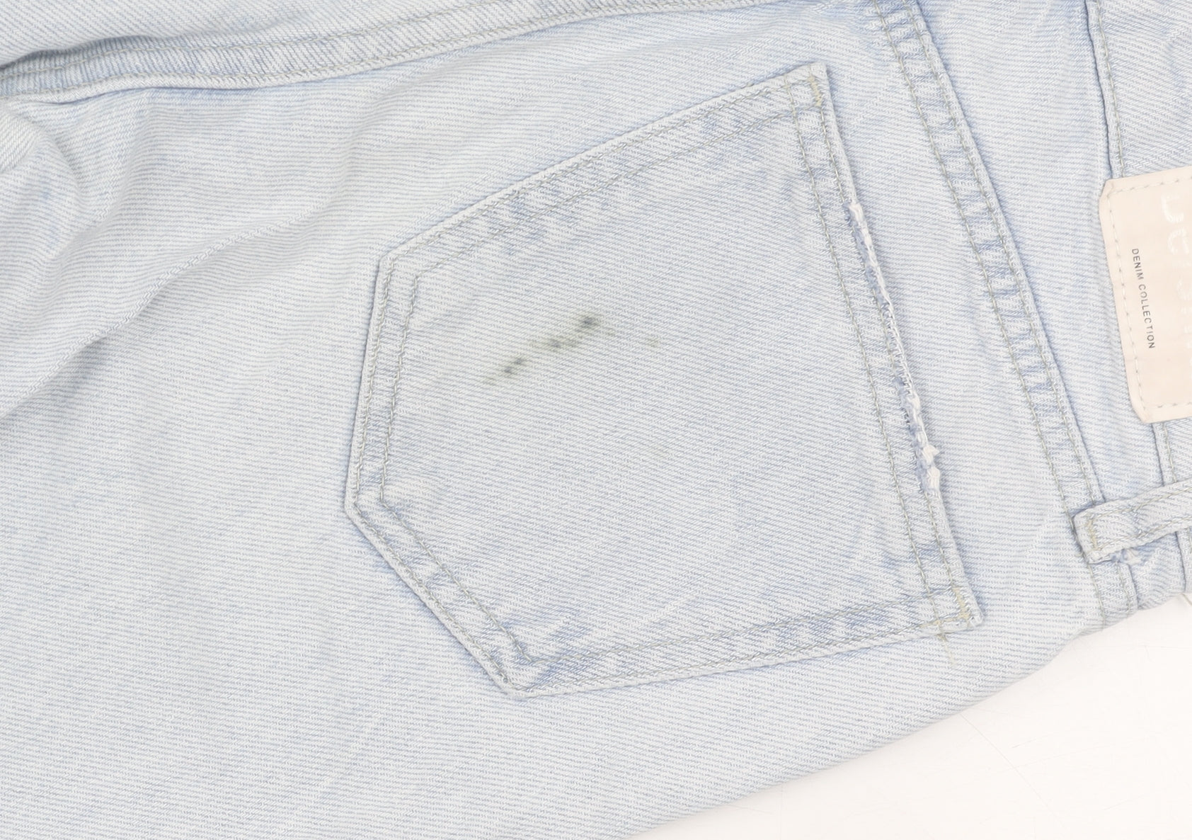 Bershka Womens Flared Jeans Size 4 Blue Distressed - close detail