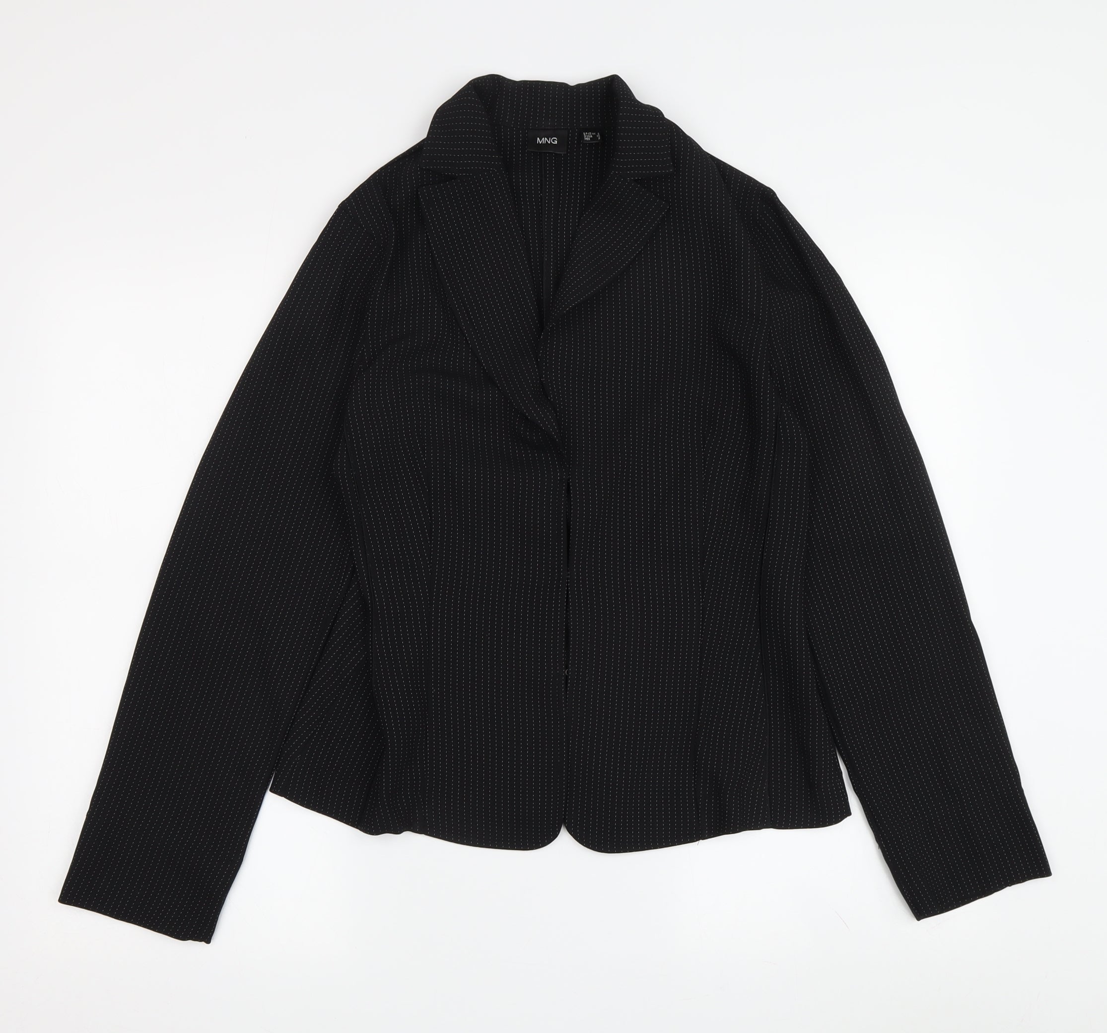 MNG Womens Basic Jacket Blazer Size S Black Striped Short Long Sleeve Business - reverse view