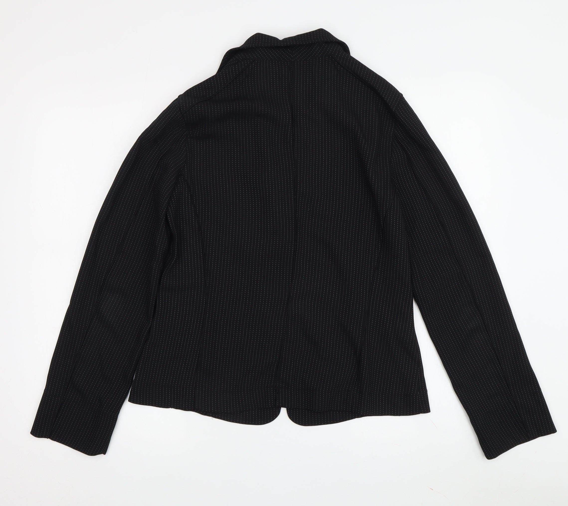 MNG Womens Basic Jacket Blazer Size S Black Striped Short Long Sleeve Business - label detail