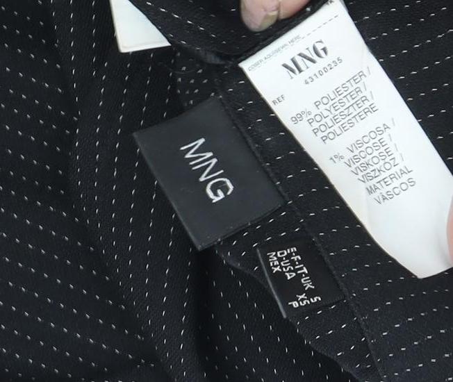 MNG Womens Basic Jacket Blazer Size S Black Striped Short Long Sleeve Business - close detail