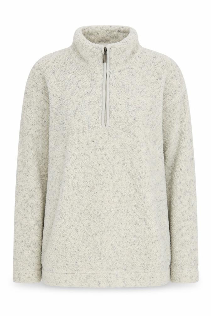DASH Womens Pullover Sweatshirt Size 10 Ivory Long Sleeve Casual 1/4 Zip - front view