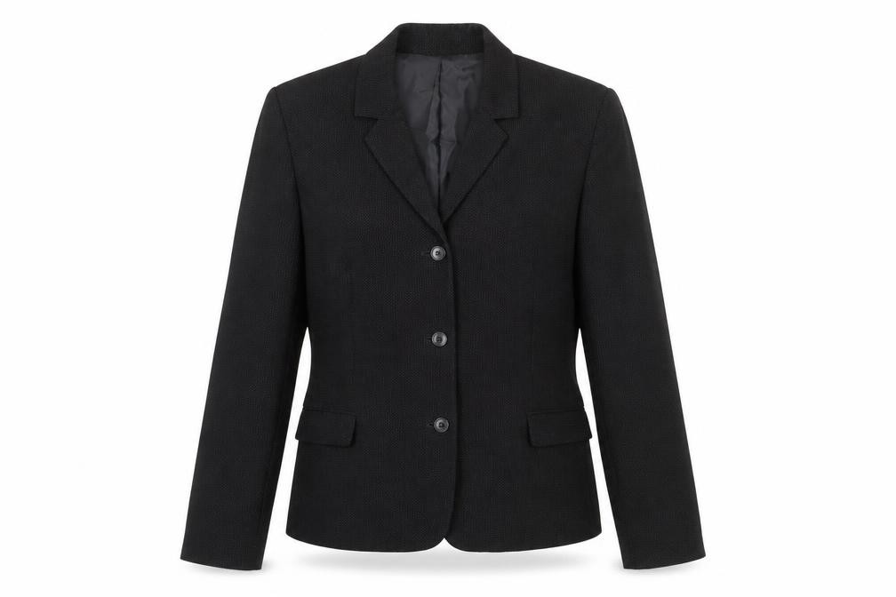 NEXT Womens Jacket Blazer Size 12 Black Pinstripe Long Sleeve Business Lined - front view