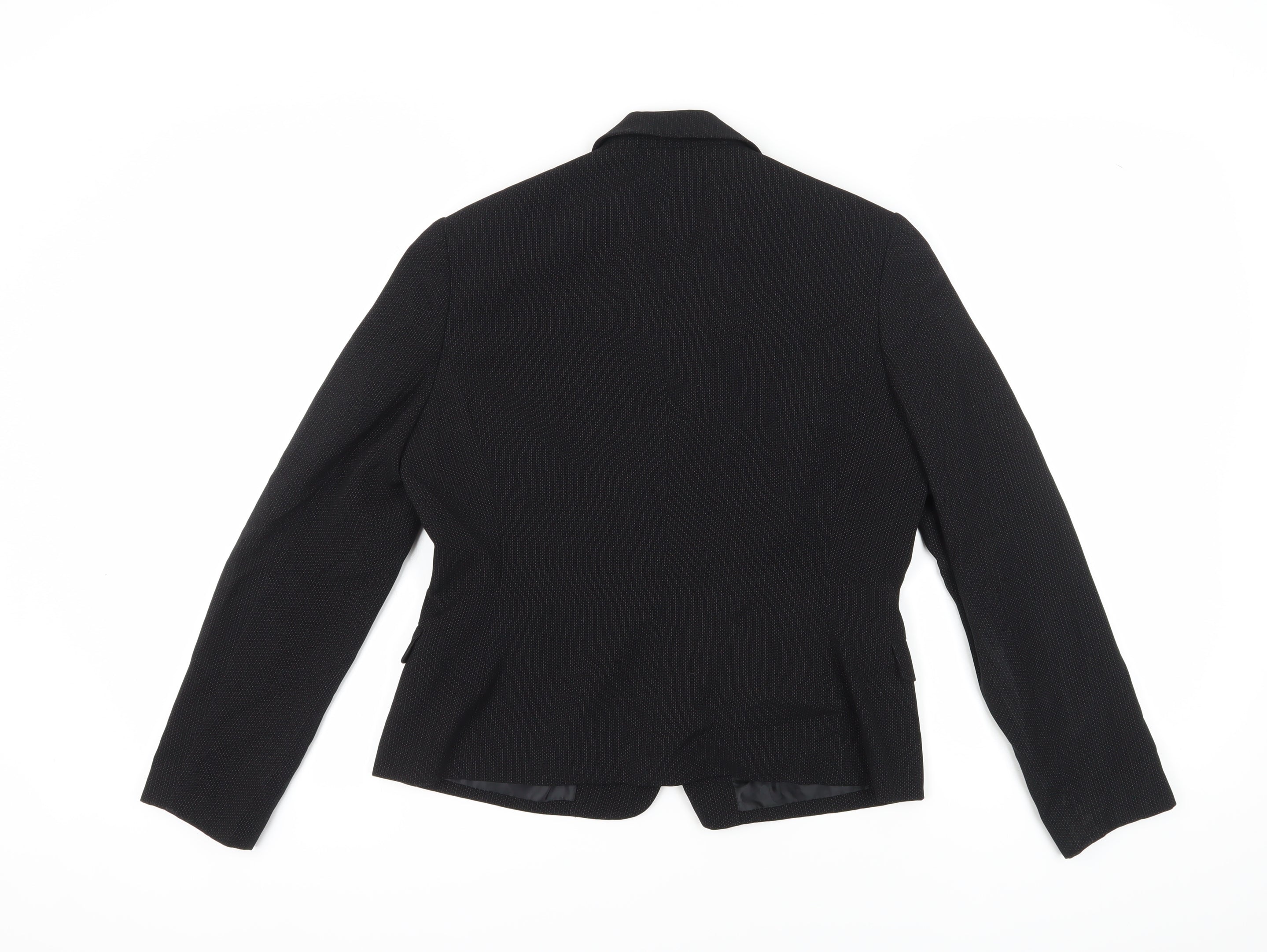 NEXT Womens Jacket Blazer Size 12 Black Pinstripe Long Sleeve Business Lined - label detail