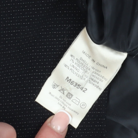 NEXT Womens Jacket Blazer Size 12 Black Pinstripe Long Sleeve Business Lined - close detail