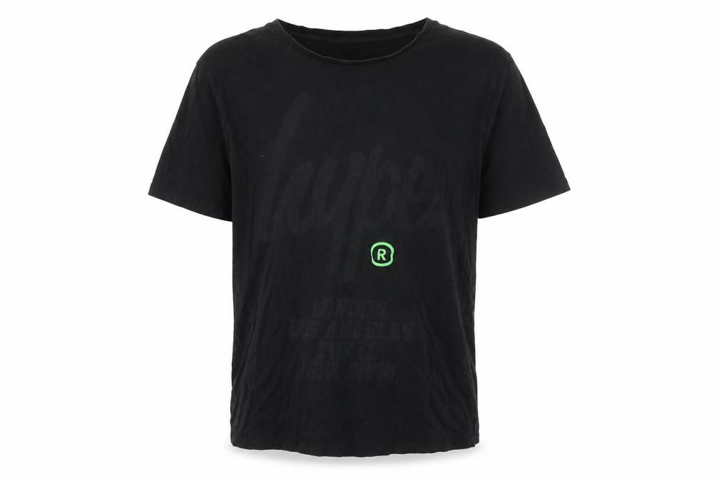 Mens Hype Size XL T-Shirt Black Solid Crew Neck Short Sleeve Logo - front view