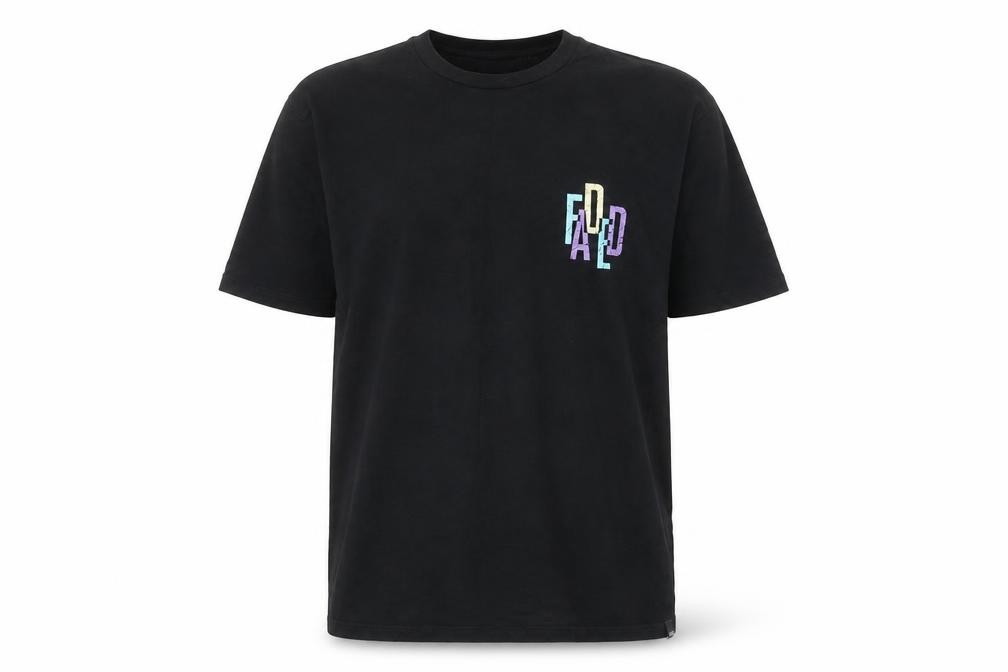 Faded Mens T-Shirt Size L Black Graphic Print Crew Neck Short Sleeve - front view