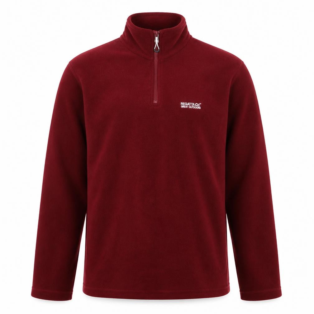 Regatta Mens Pullover Sweatshirt Size S Red Long Sleeve 1/4 Zip Logo - front view