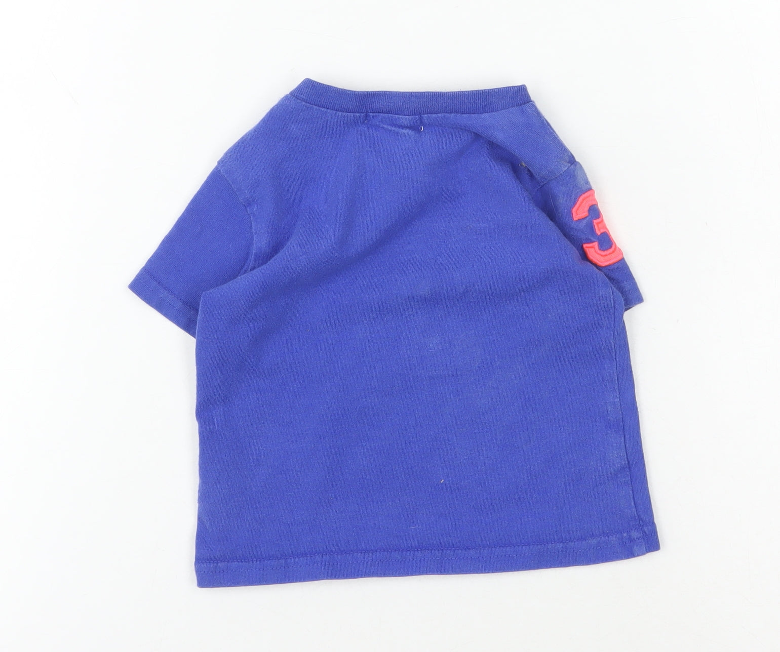 Ralph Lauren Unisex Baby & Toddler Basic T-Shirt Size 6-9 Months Blue Solid Logo - label detail