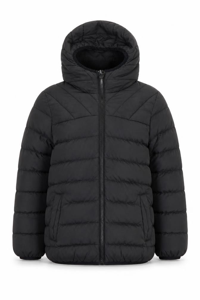 NEXT Boys Puffer Jacket Size 5 Years Black Mid-Length Long Sleeve Hooded - front view