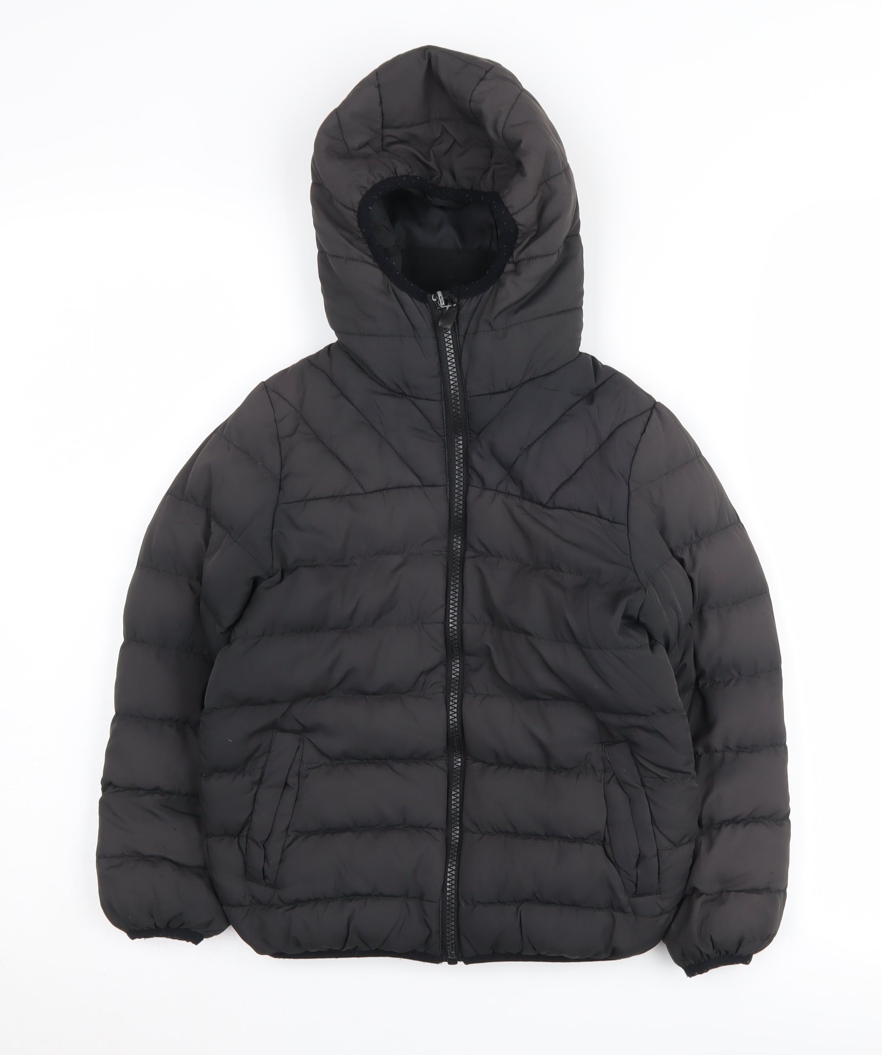 NEXT Boys Puffer Jacket Size 5 Years Black Mid-Length Long Sleeve Hooded - reverse view