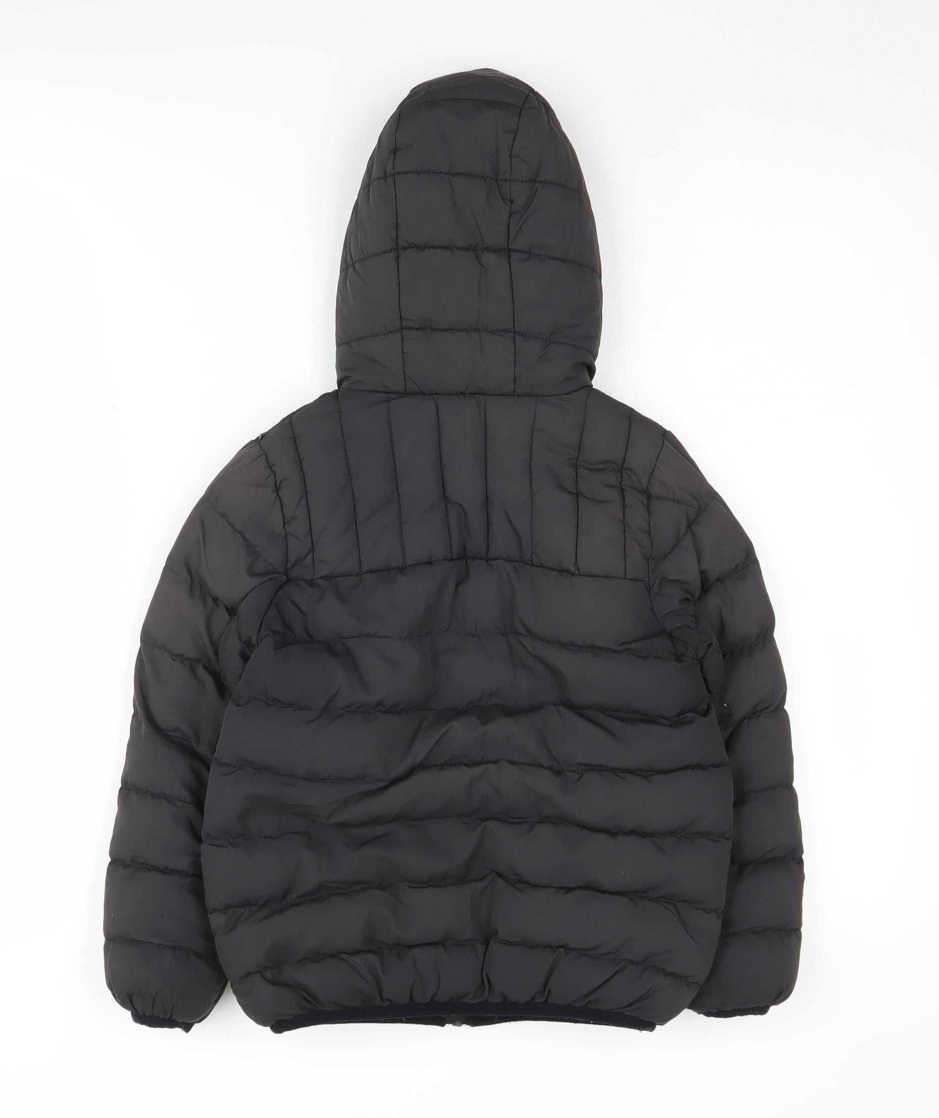 NEXT Boys Puffer Jacket Size 5 Years Black Mid-Length Long Sleeve Hooded - label detail