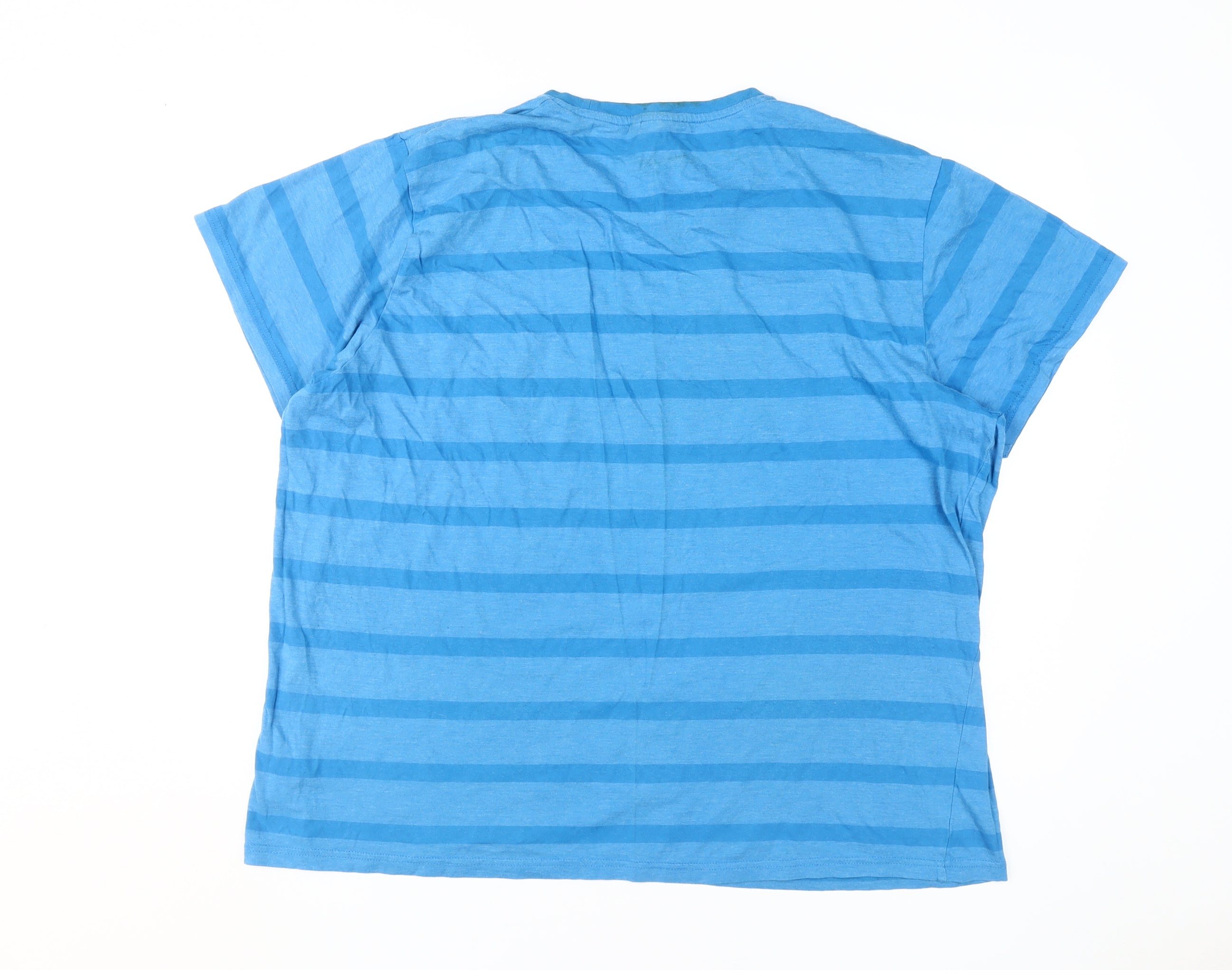 Lee Cooper Mens T-Shirt Size 2XL Blue Striped Crew Neck Short Sleeve Breathable - label detail