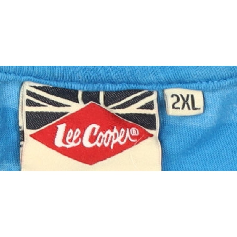 Lee Cooper Mens T-Shirt Size 2XL Blue Striped Crew Neck Short Sleeve Breathable - close detail