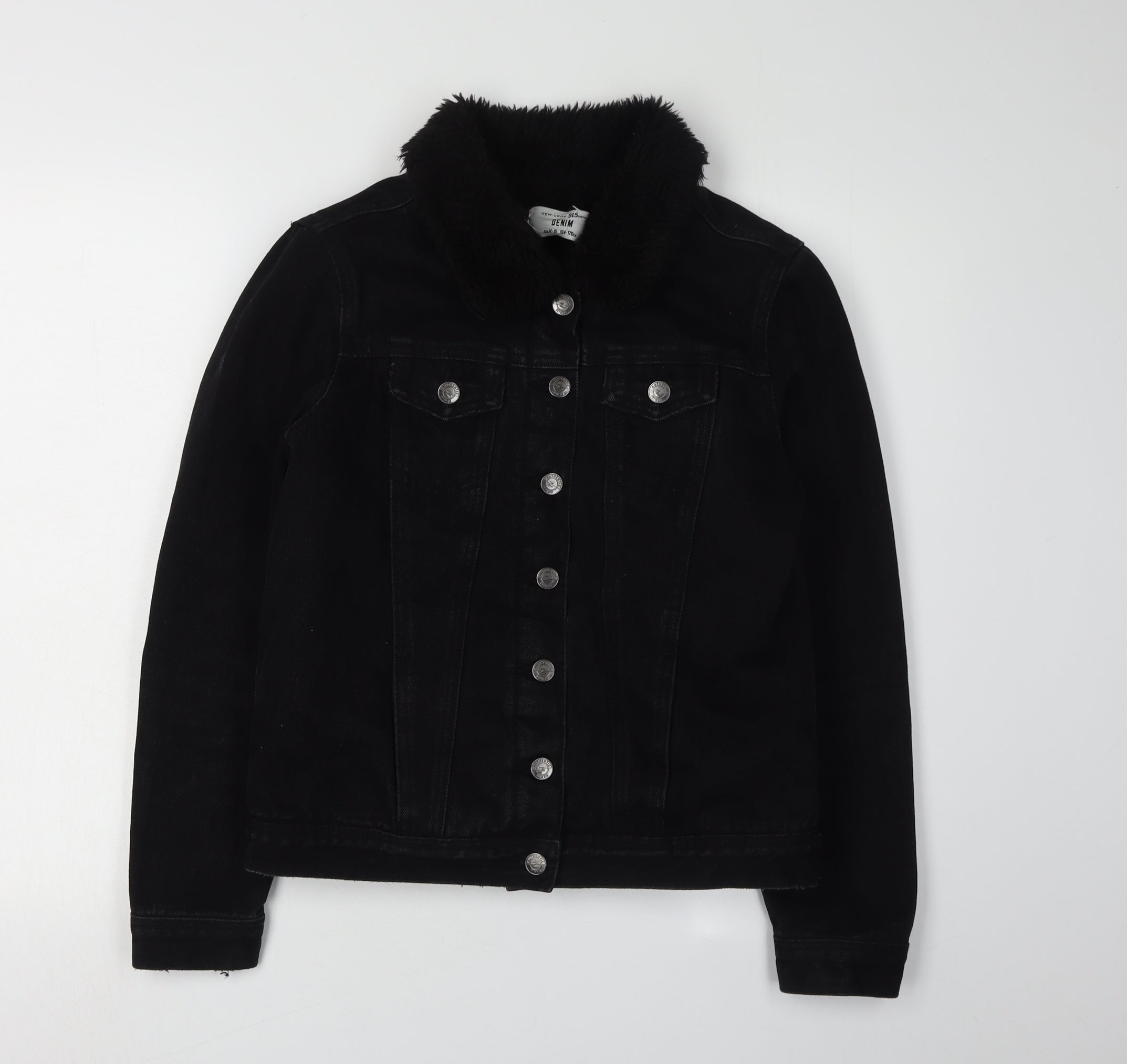 New Look Girls Basic Jacket Size 14-15 Years Black Mid-Length Long Sleeve Casual - reverse view