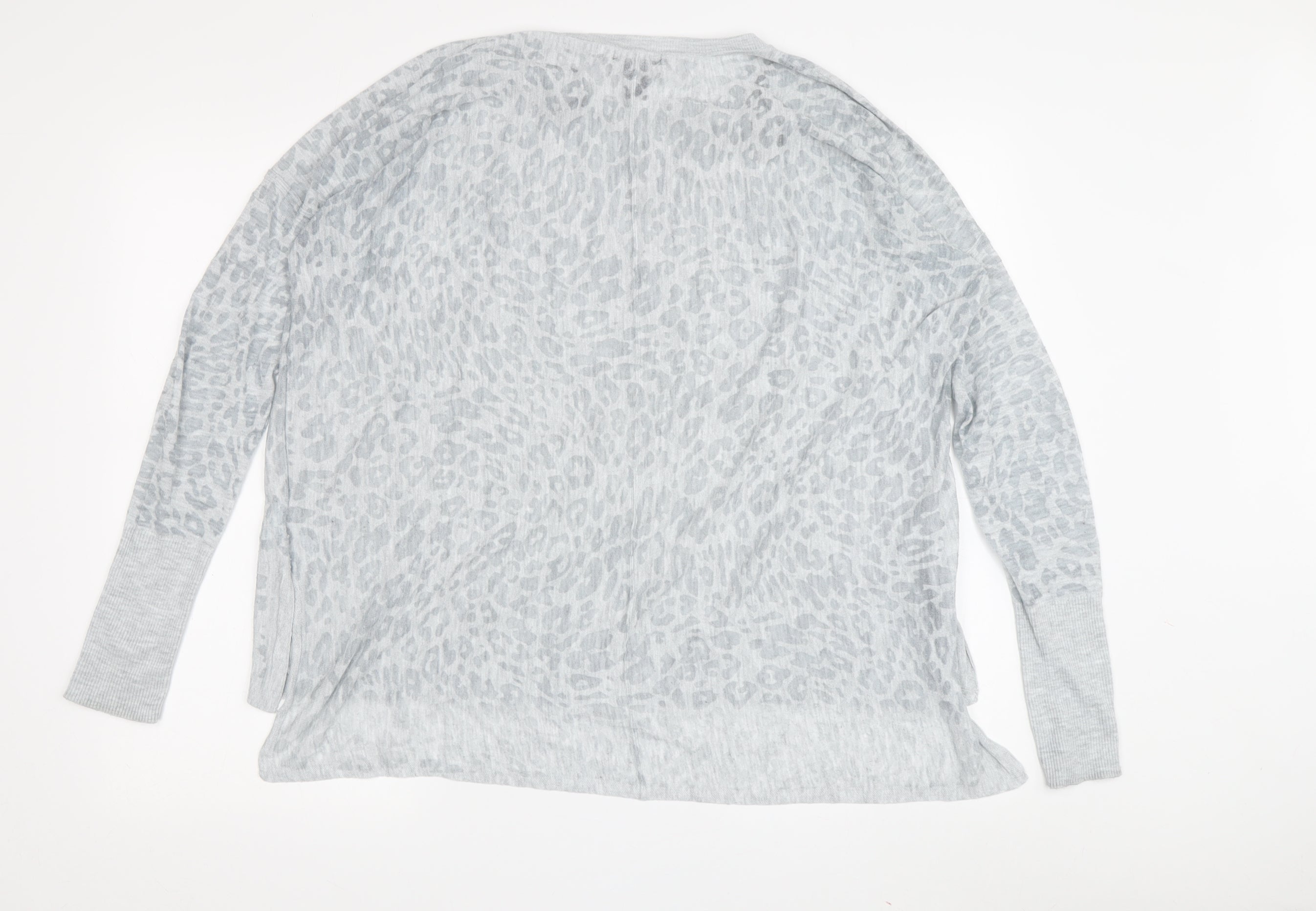 H&M Womens Jersey Long Sleeve Size S Grey Animal Print Crew Neck Casual - label detail