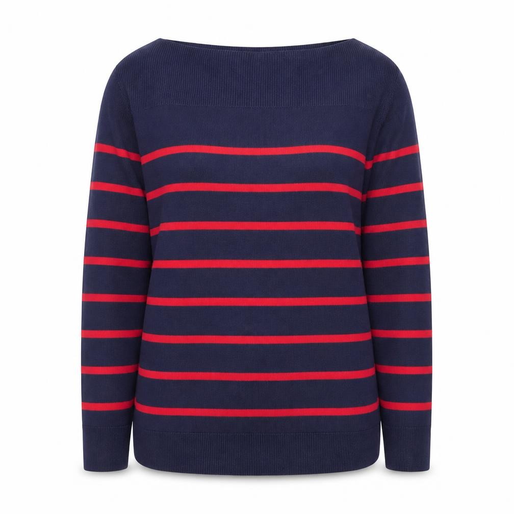 Gap Womens Pullover Jumper Size S Blue Crew Neck Striped Long Sleeve Casual - front view