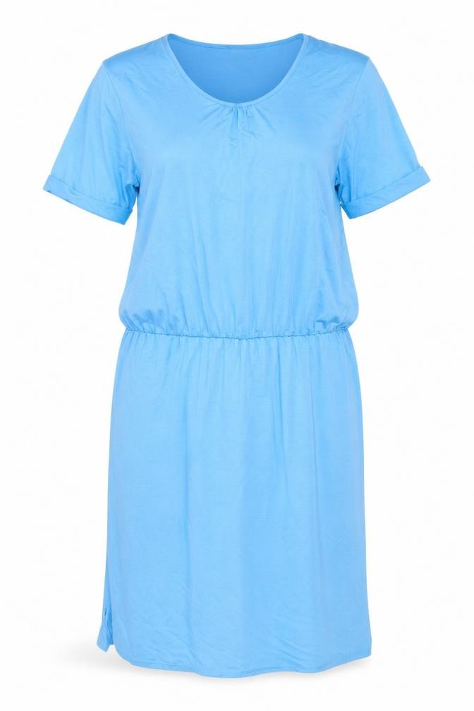 Cotton Traders Womens T-Shirt Dress Size 14 Blue Knee Length Scoop Neck Casual - front view