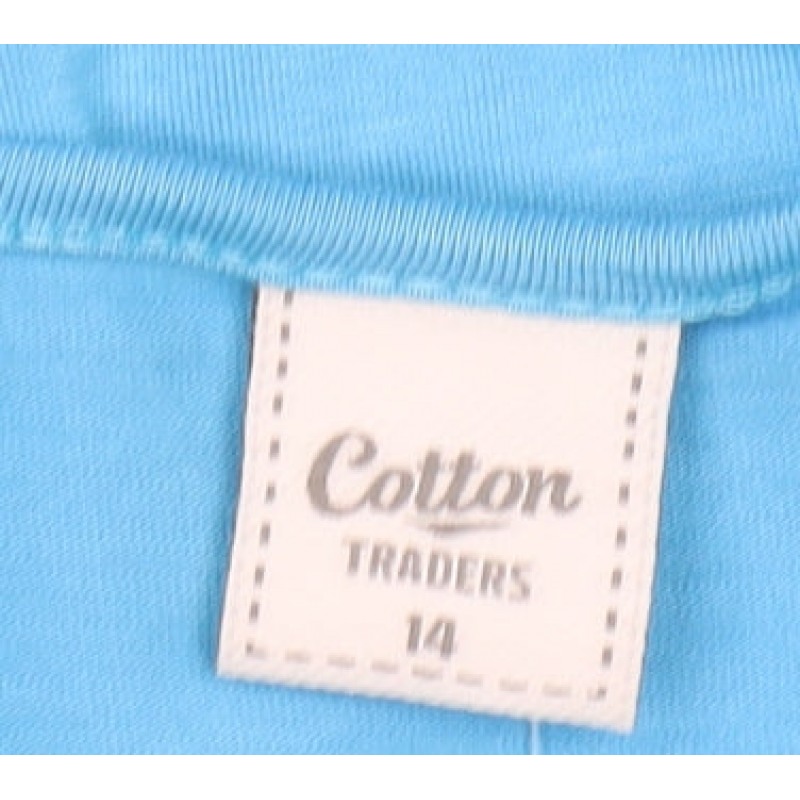 Cotton Traders Womens T-Shirt Dress Size 14 Blue Knee Length Scoop Neck Casual - close detail
