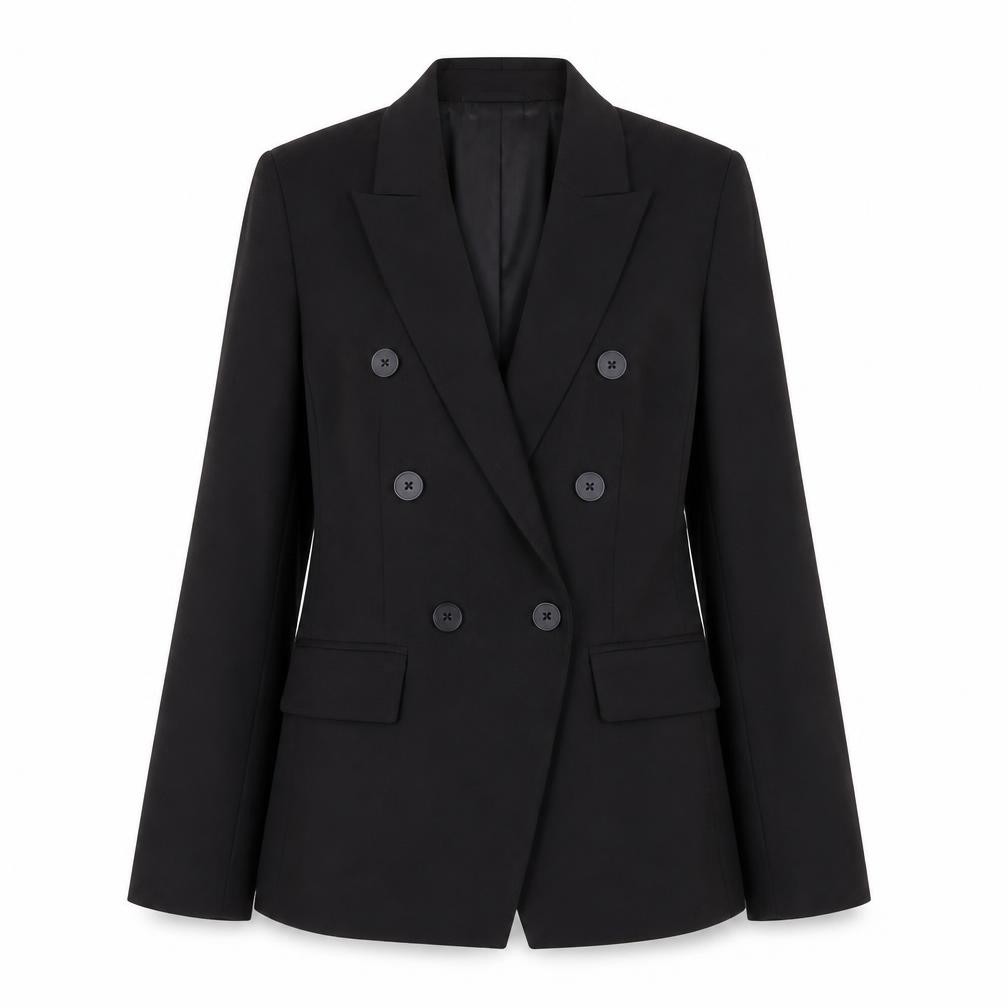 Marks & Spencer Womens Trouser Suit Suit Jacket Size 8 Black Long Sleeve Lined - front view