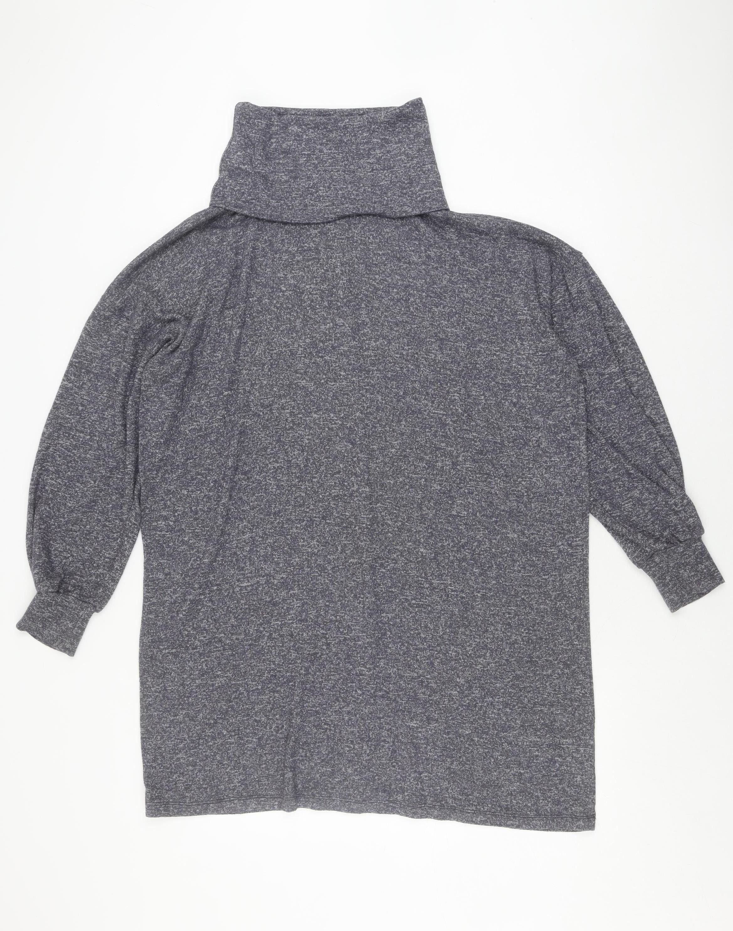 ASOS DESIGN Womens Jumper Dress Size 10 Grey Knee Length High Neck Long Sleeve - reverse view