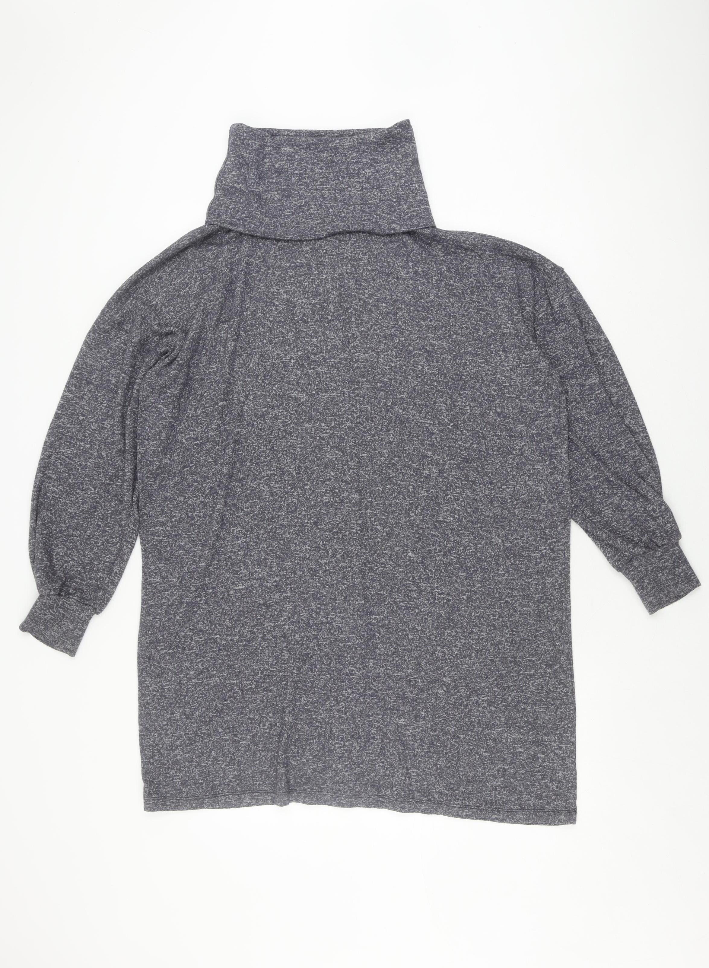 ASOS DESIGN Womens Jumper Dress Size 10 Grey Knee Length High Neck Long Sleeve - label detail