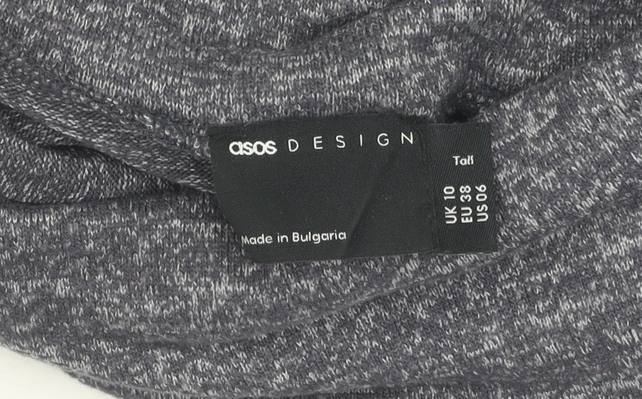ASOS DESIGN Womens Jumper Dress Size 10 Grey Knee Length High Neck Long Sleeve - close detail