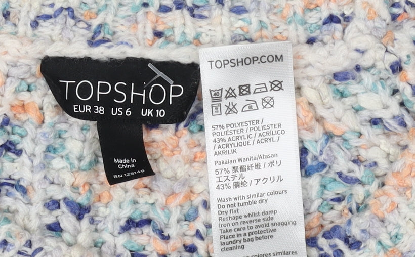 Topshop Womens Pullover Jumper Size 10 Multicoloured Round Neck Long Sleeve - close detail