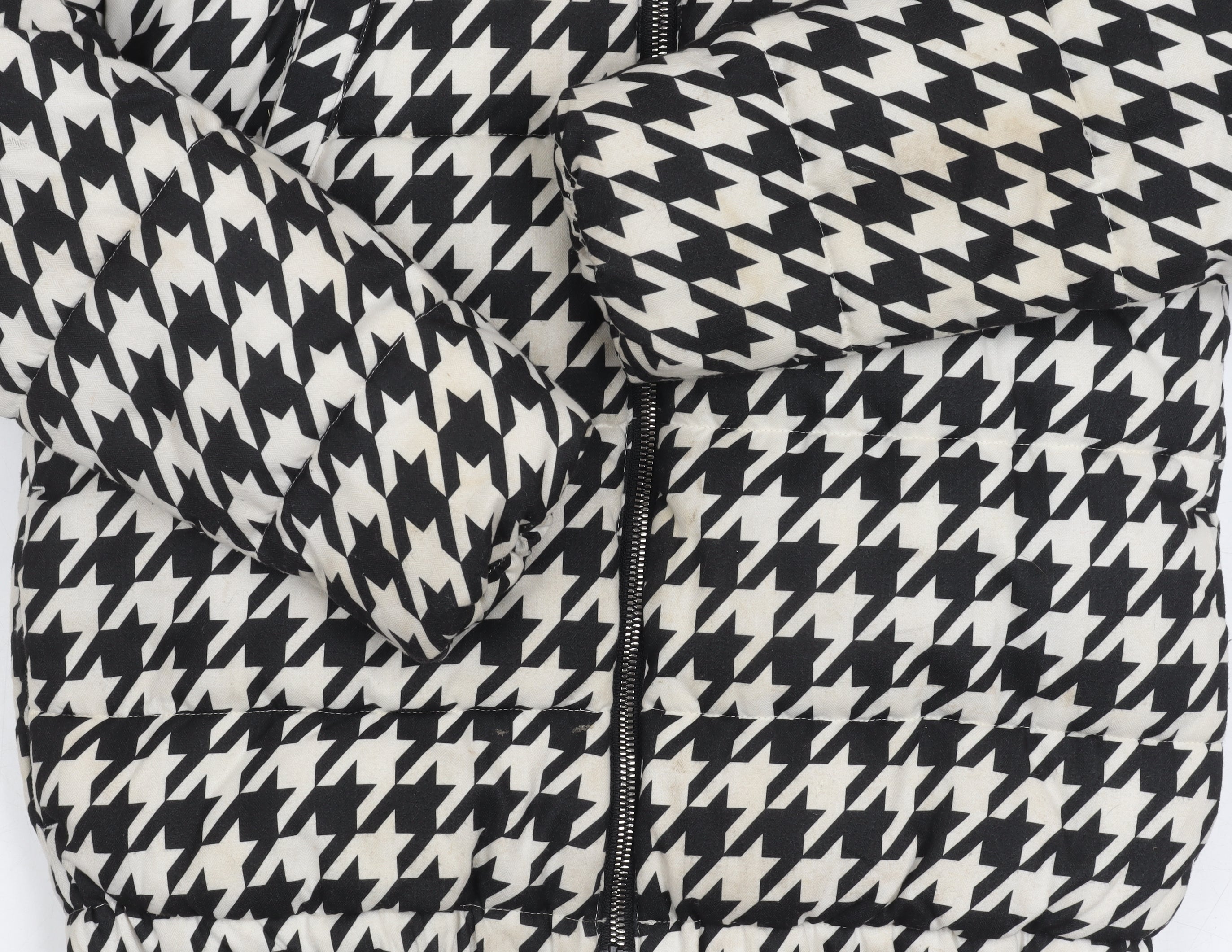 Girls NEXT Size 11 Years Puffer Jacket Multicoloured Houndstooth Short Casual - close detail