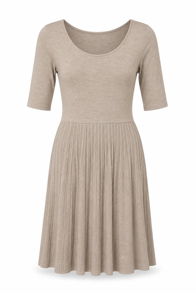 Banana Republic Womens A-Line Dress Size 8 Beige Knee Length Scoop Neck Casual - front view