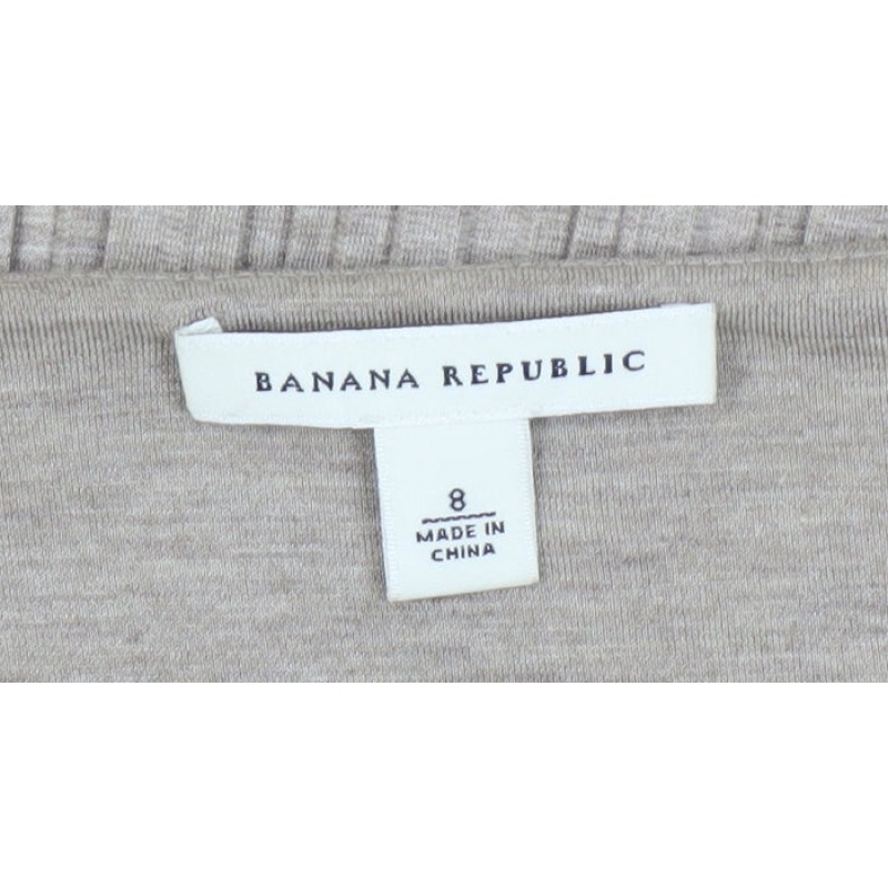 Banana Republic Womens A-Line Dress Size 8 Beige Knee Length Scoop Neck Casual - close detail