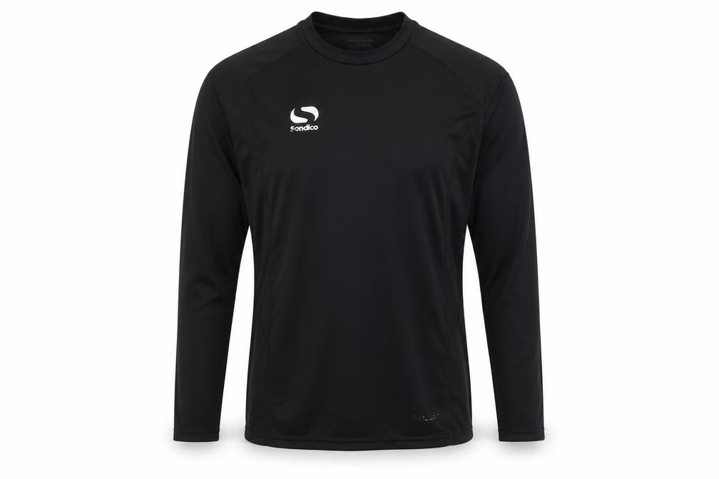 Mens Sondico Size L Pullover Casual Black Solid Crew Neck Long Sleeve Activewear - front view