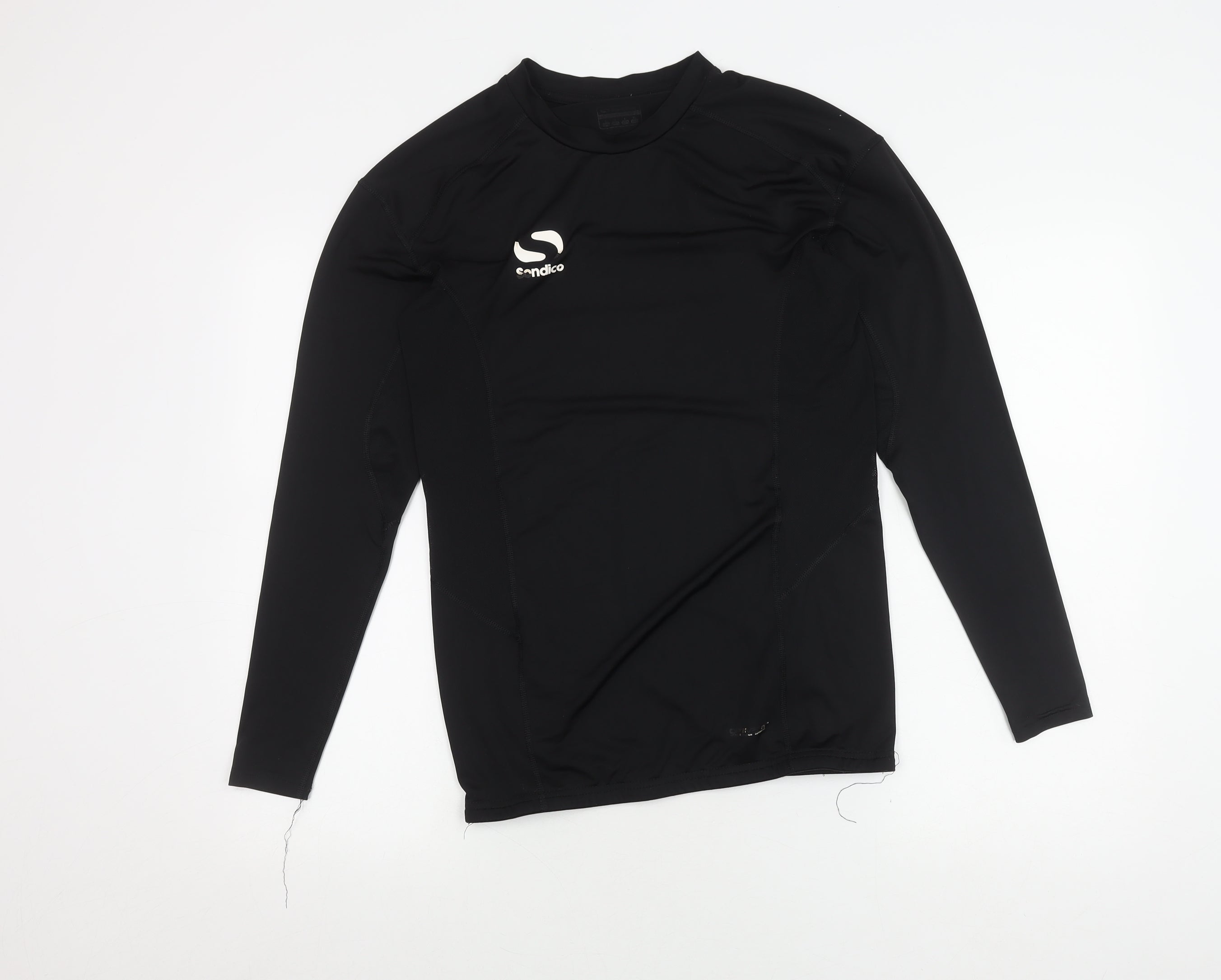 Mens Sondico Size L Pullover Casual Black Solid Crew Neck Long Sleeve Activewear - reverse view
