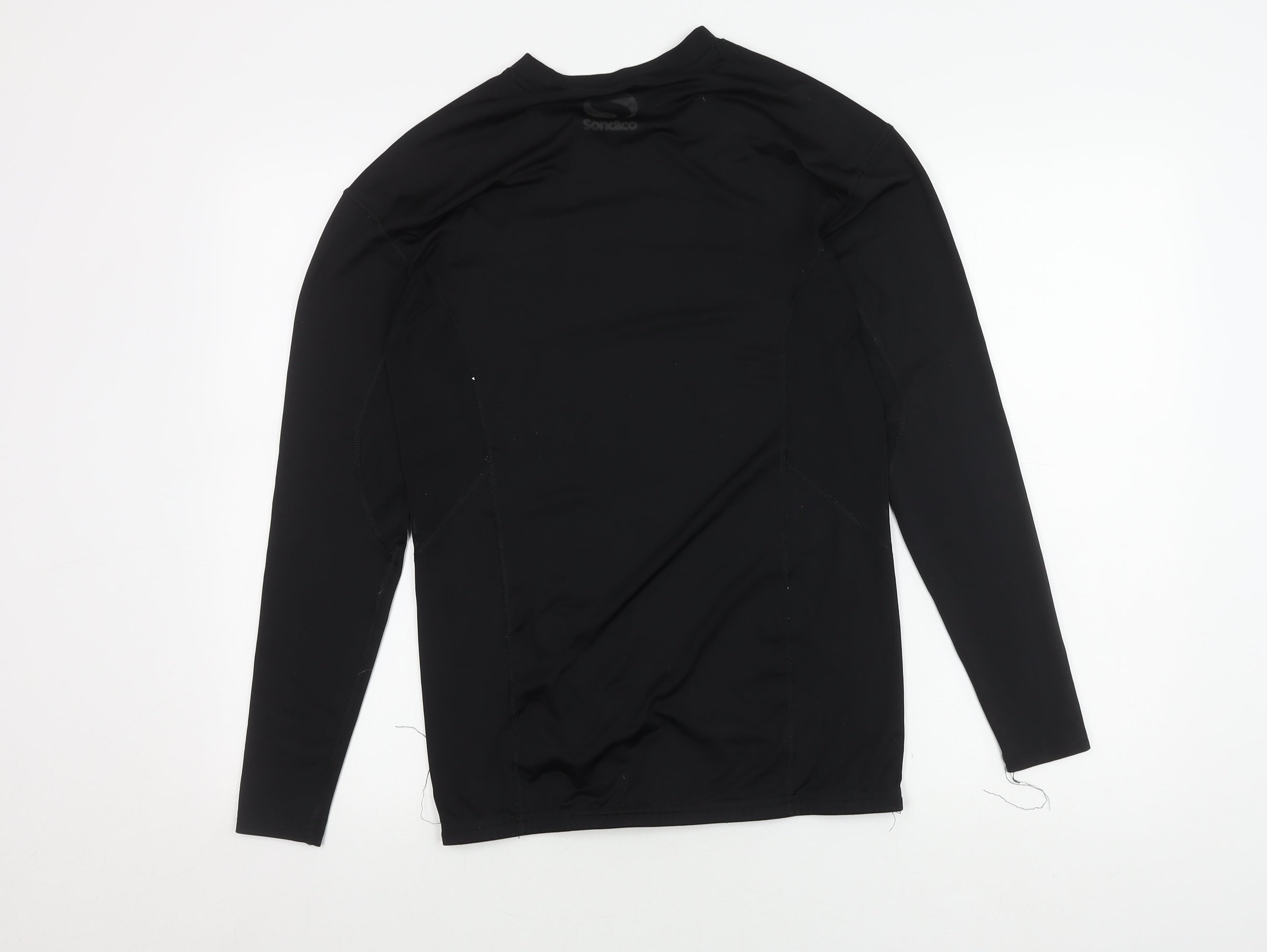 Mens Sondico Size L Pullover Casual Black Solid Crew Neck Long Sleeve Activewear - label detail