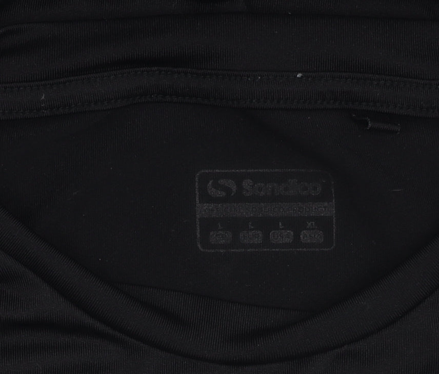 Mens Sondico Size L Pullover Casual Black Solid Crew Neck Long Sleeve Activewear - close detail