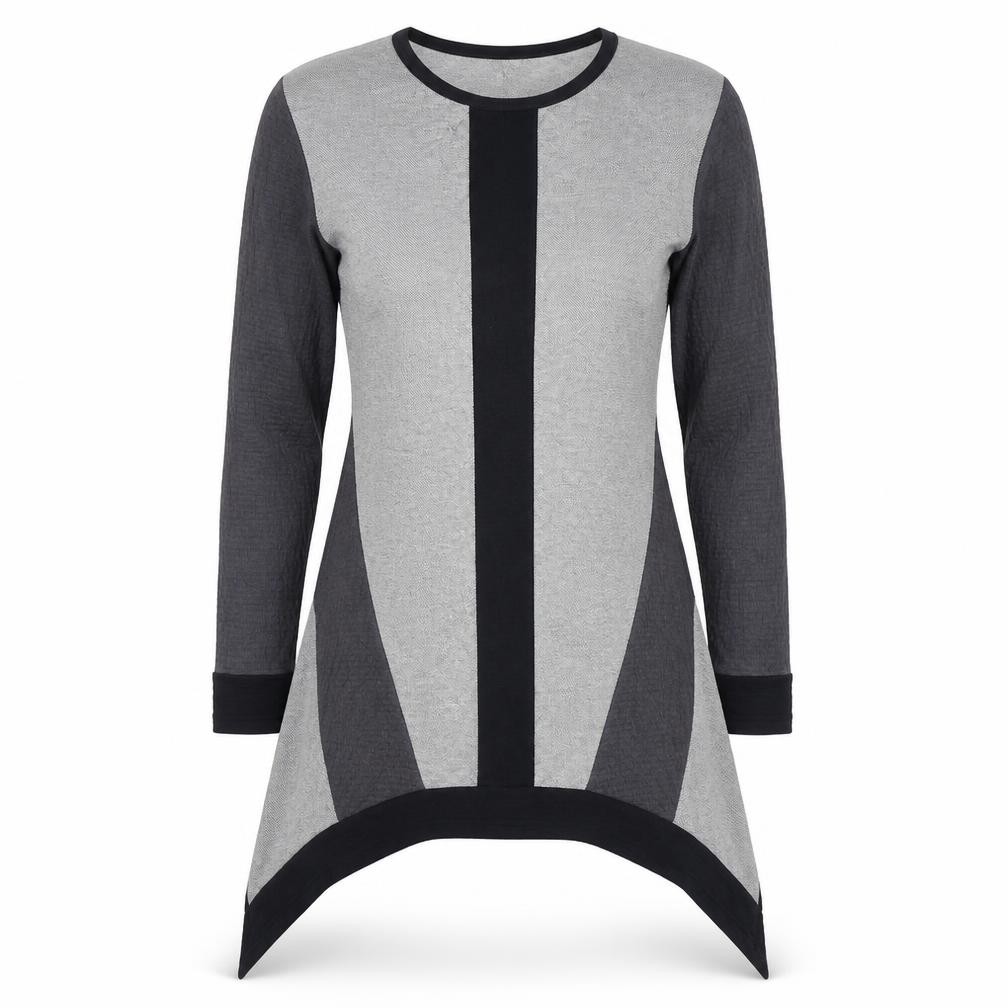 Orientique Womens Asymmetric Dress Size XS Multicoloured Colourblock Round Neck - front view