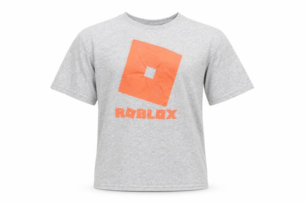 Roblox Boys T-Shirt Size S Grey Graphic Print Crew Neck Short Sleeve Casual - front view