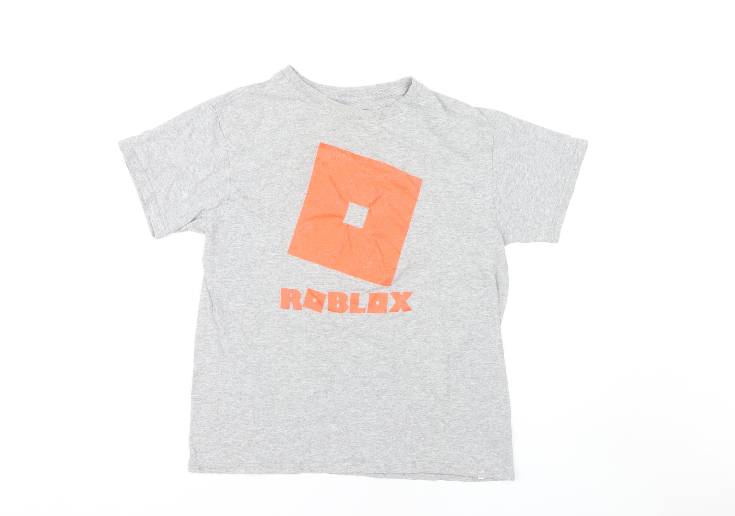 Roblox Boys T-Shirt Size S Grey Graphic Print Crew Neck Short Sleeve Casual - reverse view