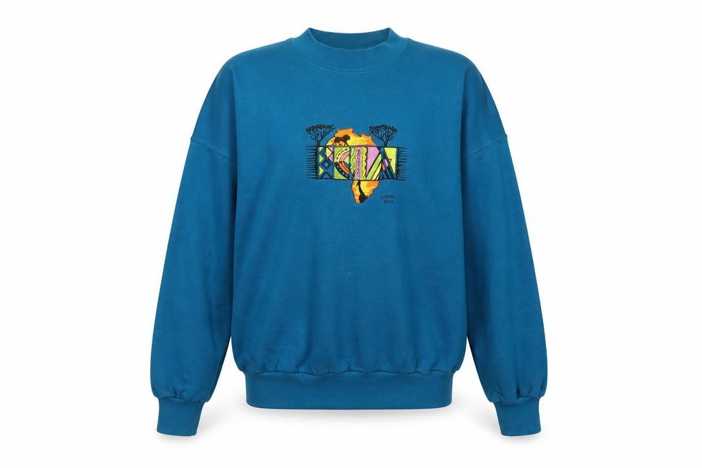 DASH Unisex Adults Pullover Sweatshirt Size 18 Blue Long Sleeve Casual - front view