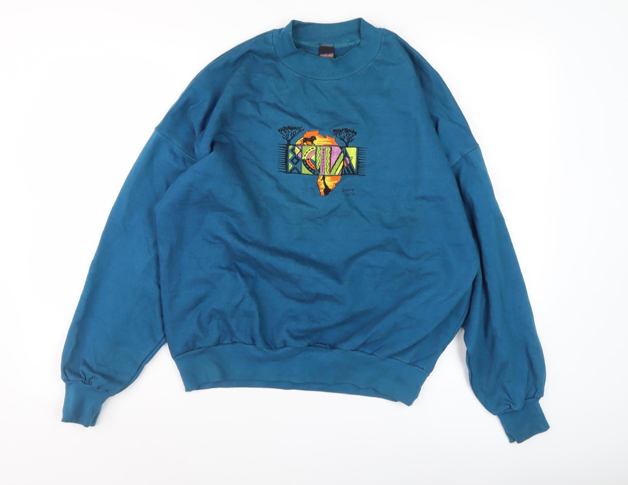 DASH Unisex Adults Pullover Sweatshirt Size 18 Blue Long Sleeve Casual - reverse view