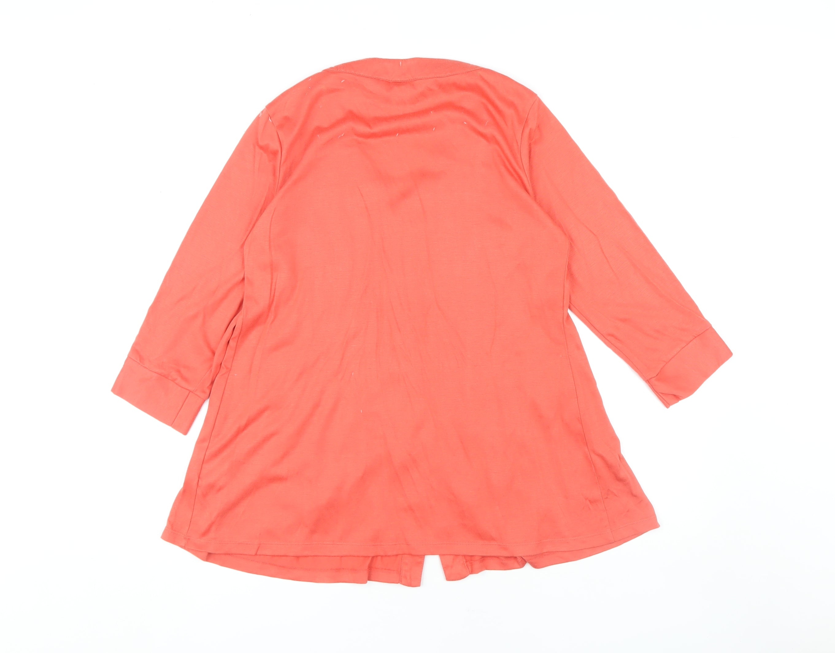Cotton Traders Womens Blouse Size 12 Orange Solid V-Neck 3/4 Sleeve Button-Up - label detail