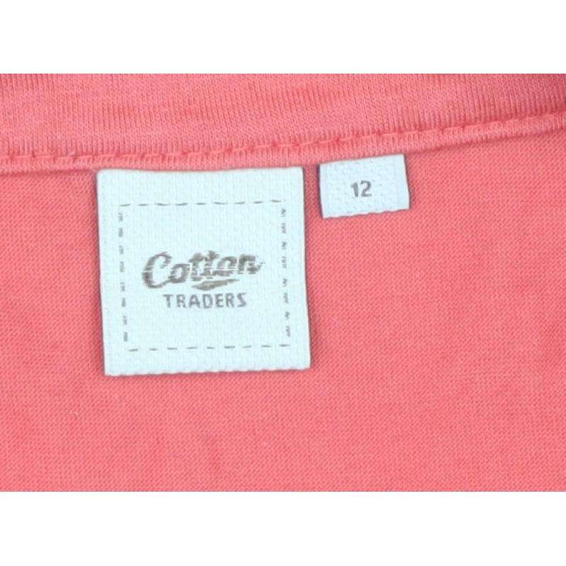 Cotton Traders Womens Blouse Size 12 Orange Solid V-Neck 3/4 Sleeve Button-Up - close detail