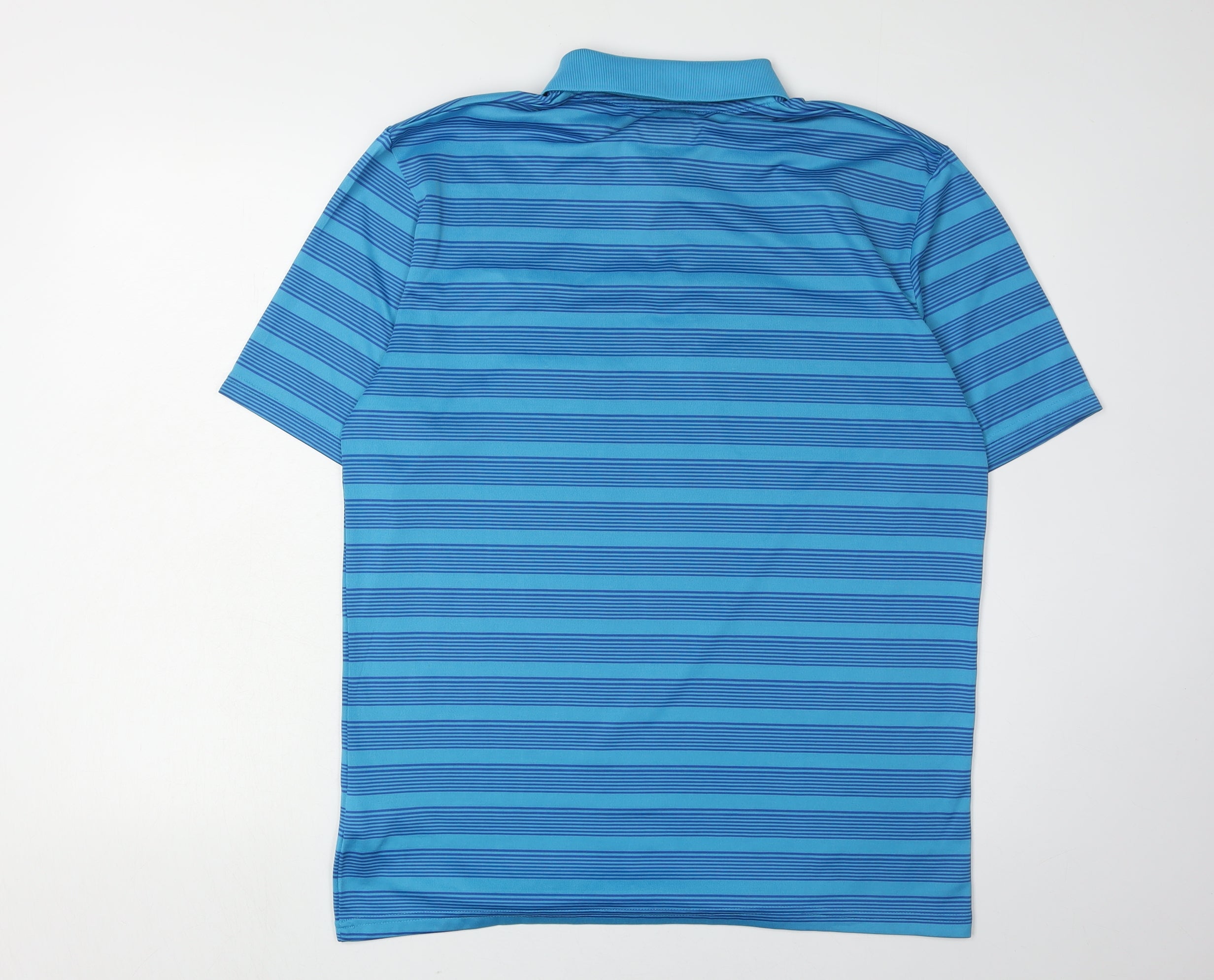Slazenger Mens Polo Size M Blue Striped Collared Short Sleeve Casual - label detail