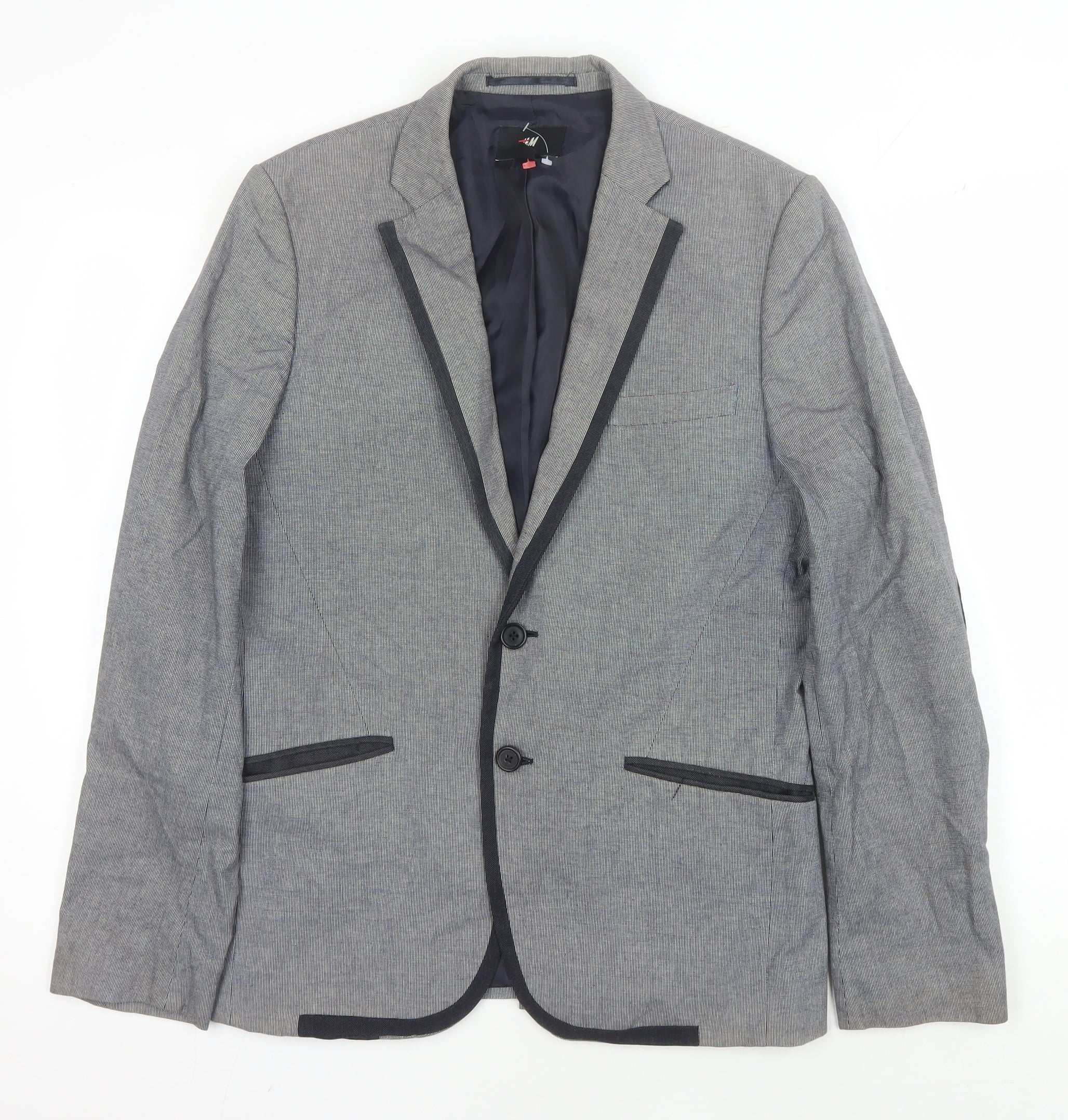 Mens H&M Size 38 Jacket Suit Jacket Grey - reverse view
